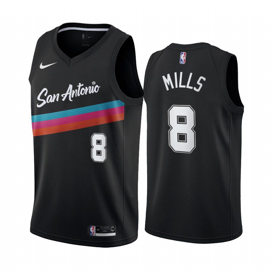 Men San Antonio Spurs 8 patty mills black city edition fiesta colors 2020 nba jersey